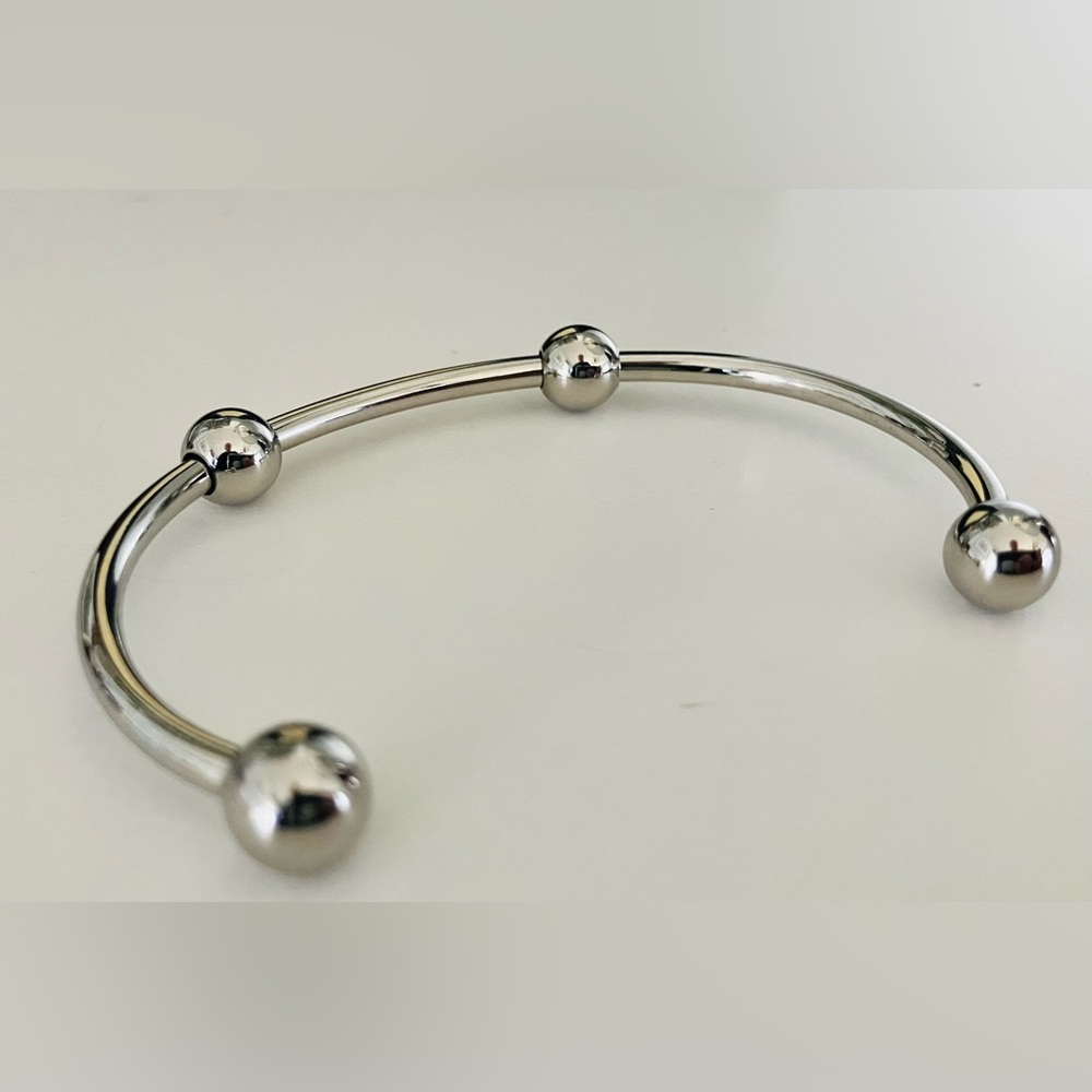 5pcs Silver Plated Bangle Bracelet Screw End Ball Cuff Charm Beads for DIY